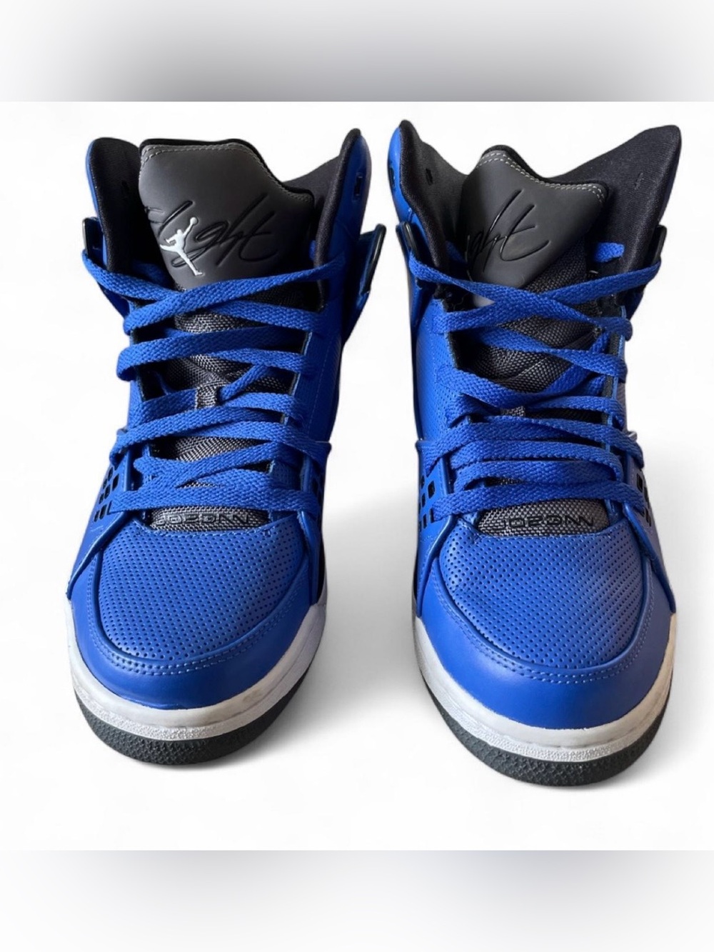 Jordan Men's Royal Blue and Black High-Top Sneakers